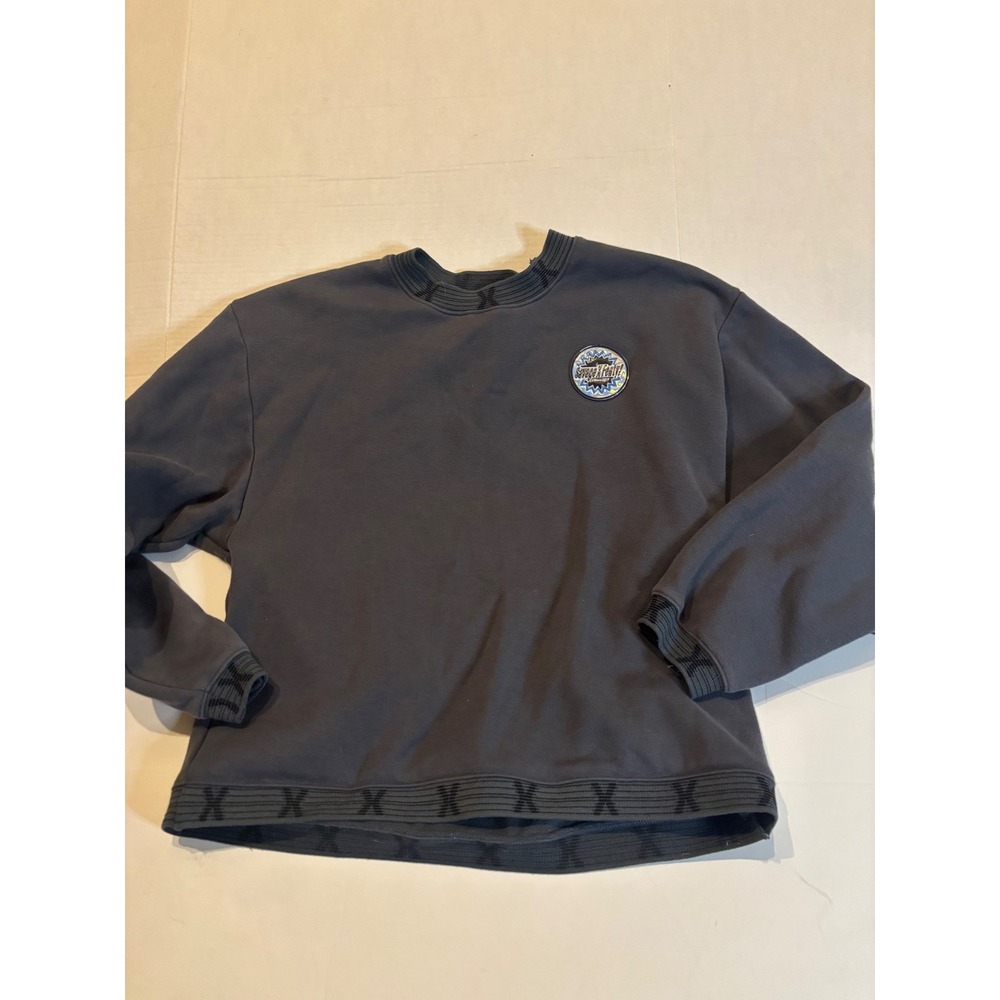 Savage X Fenty Crewneck Sweatshirt Charcoal Grey Holographic Logo Trim Small
